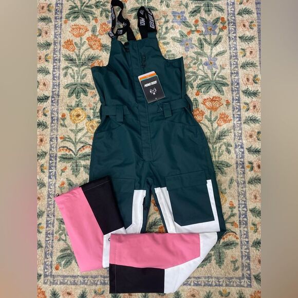 GSOU Snow Multipocket Ski Winter Waterfrood Bib NWT Pink Green XS Aspen - Picture 3 of 11